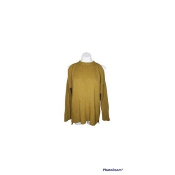 Bcbg Maxazria Steffe Gold Lambswool Blend Cold Shoulder Knit Sweater Chunky XS - Picture 3 of 8